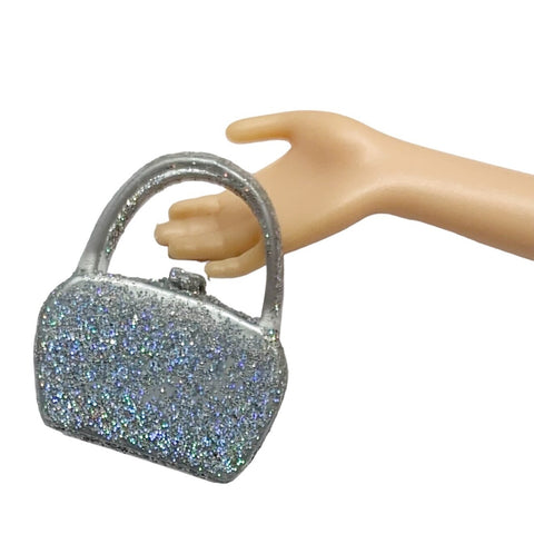Small Silver Glitter Doll Size Purse For Barbie Size Dolls