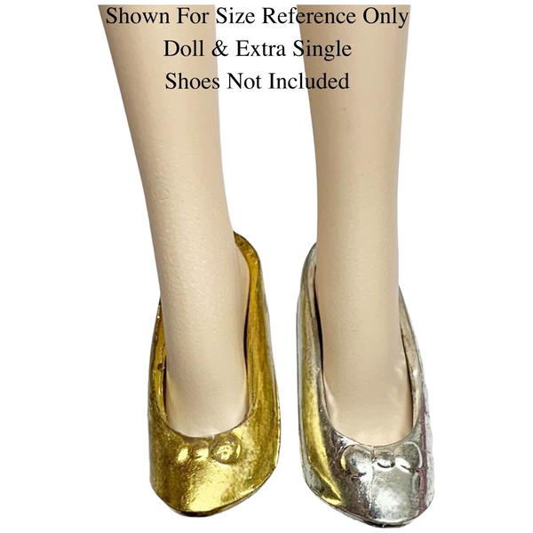 Barbie Doll Size Bundle Vintage Metallic Gold & Silver Heels Dress Shoes Lot #1