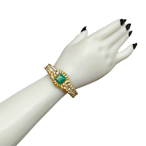 Rainbow High Jewel Richie Doll Replacement Gold & Green Bangle Bracelet (D)