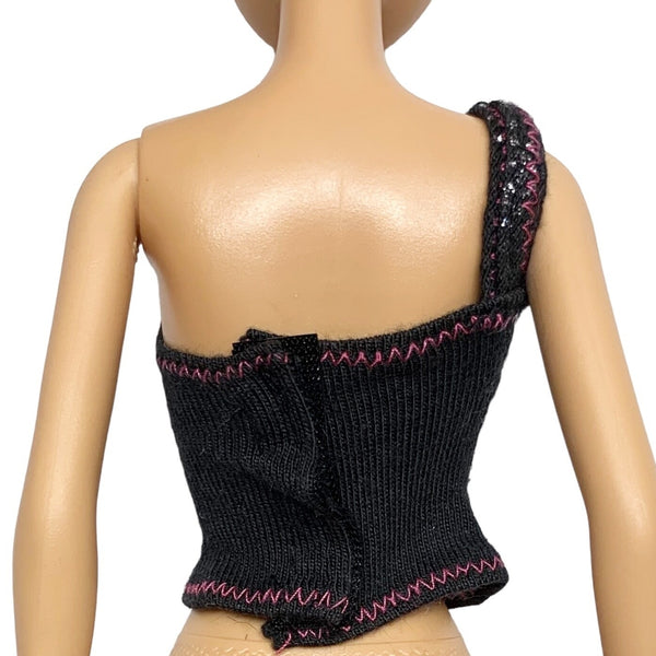 Barbie & Friends Doll Size Black With Pink Zig Zag Trim Starburst Print Shirt