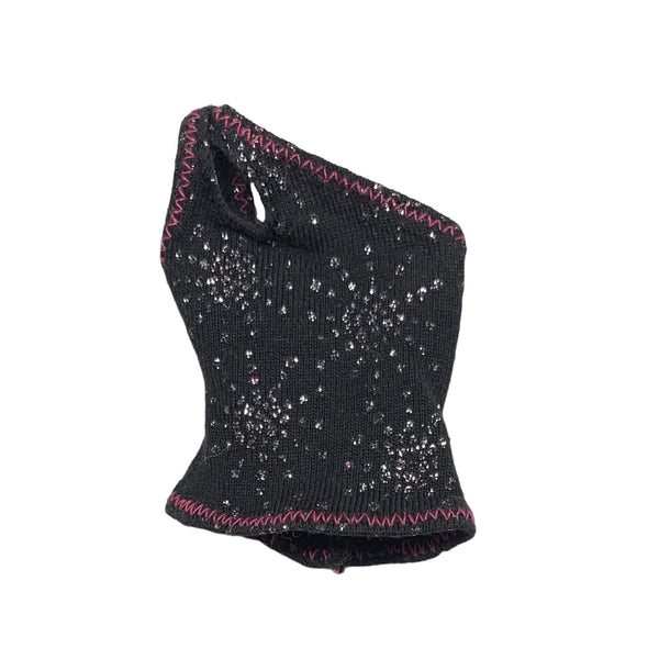 Barbie & Friends Doll Size Black With Pink Zig Zag Trim Starburst Print Shirt