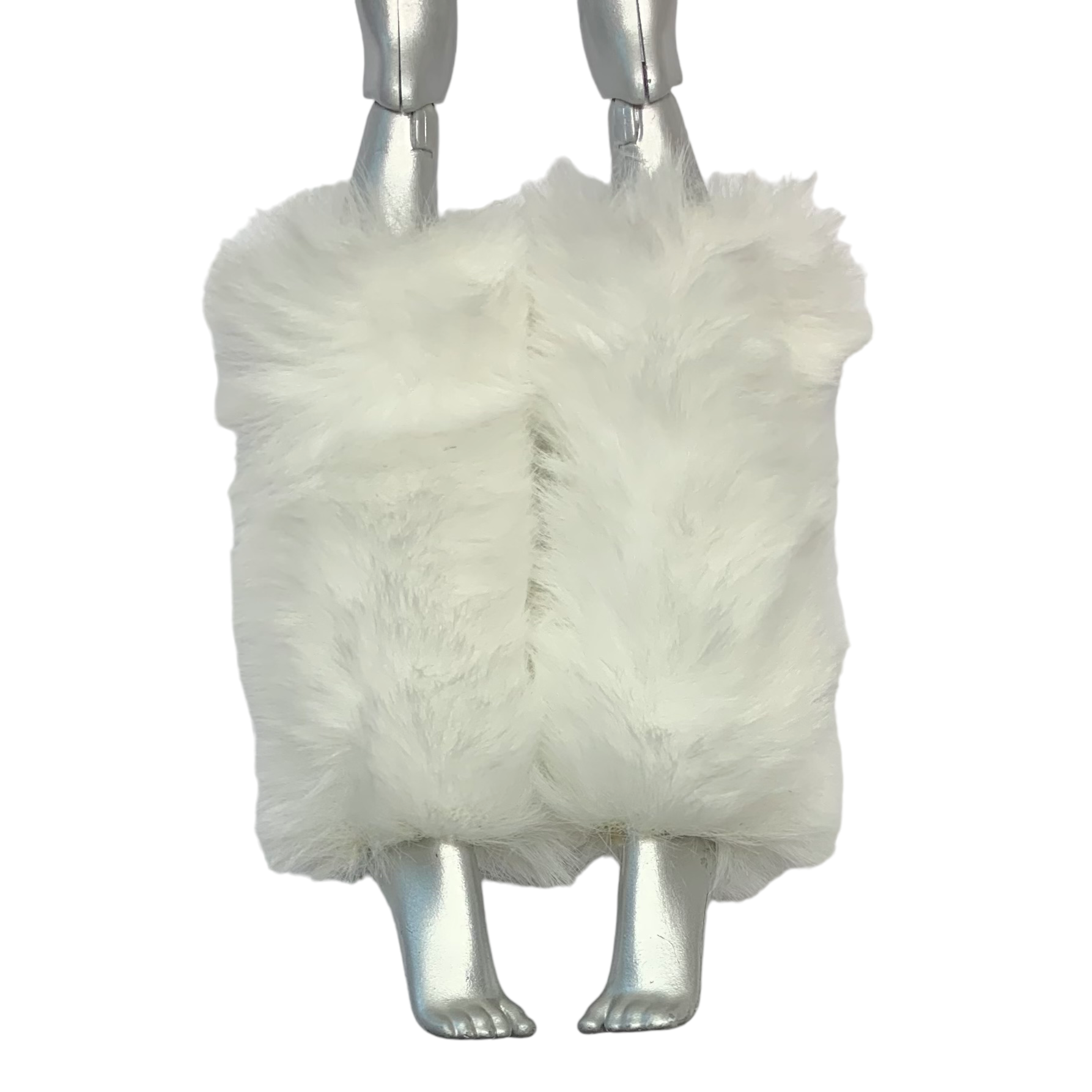 White Faux Fur Doll Size Leg Warmers Compatible With Monster High G1 Abbey Dolls