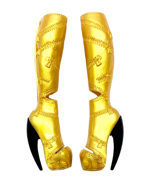 Monster High Music Festival Clawdeen Wolf Doll Replacement Tall Gold Boots Shoes