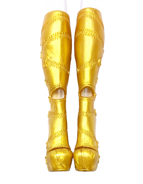 Monster High Music Festival Clawdeen Wolf Doll Replacement Tall Gold Boots Shoes