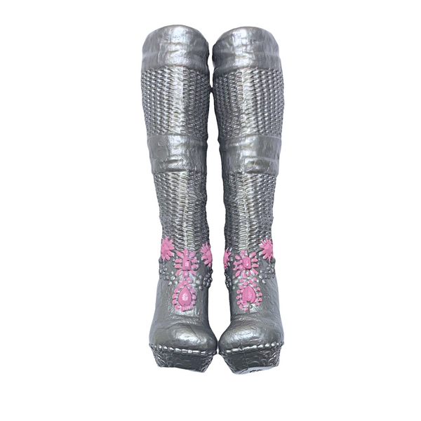 Ever After High Dragon Games Darling Charming Doll Replacement Tall Silver Boots