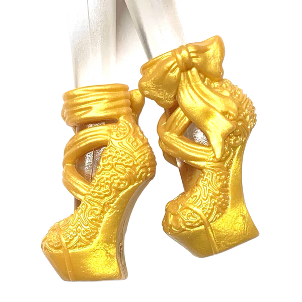 Ever After High Basic Release Ballerina Madeline Hatter Doll Replacement Gold Slippers Shoes