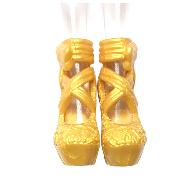 Ever After High Basic Release Ballerina Madeline Hatter Doll Replacement Gold Slippers Shoes