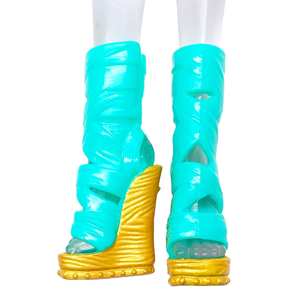 Monster High I Heart Shoes Cleo De Nile Doll Replacement Teal & Gold Shoes