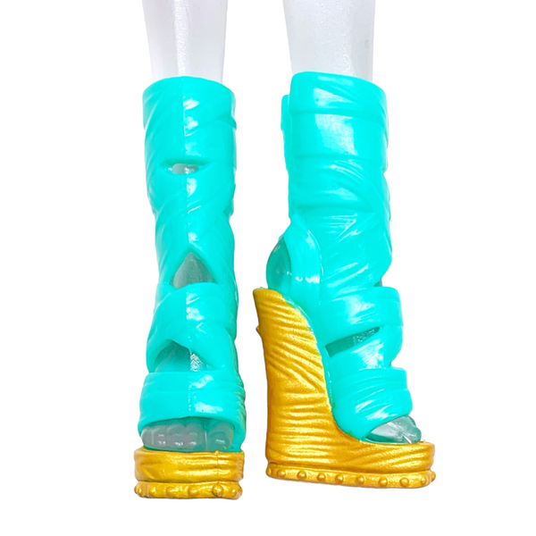 Monster High I Heart Shoes Cleo De Nile Doll Replacement Teal & Gold Shoes