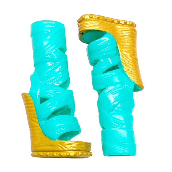 Monster High I Heart Shoes Cleo De Nile Doll Replacement Teal & Gold Shoes