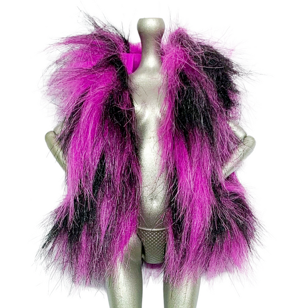 Monster High G3 Clawdeen Wolf Doll Replacement Purple & Black Faux Fur Vest Jacket