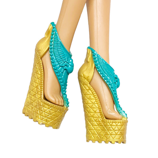 Monster High Scaris Cleo De Nile Doll Replacement Gold & Teal Shoes