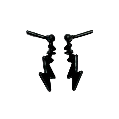 Monster High Killer Style Frankie Stein Doll Replacement Solid All Black Lightning Bolt Earrings