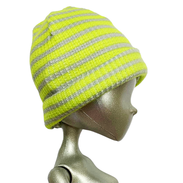 Green & Gray Striped Beanie Cap Hat Fits Standard Size Monster High Dolls