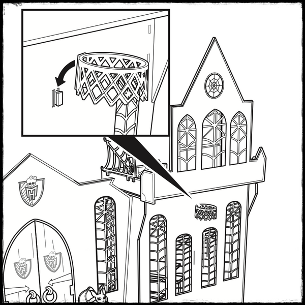 Monster High Doll Size School Playset Replacement Black Basketball Hoop Net Part