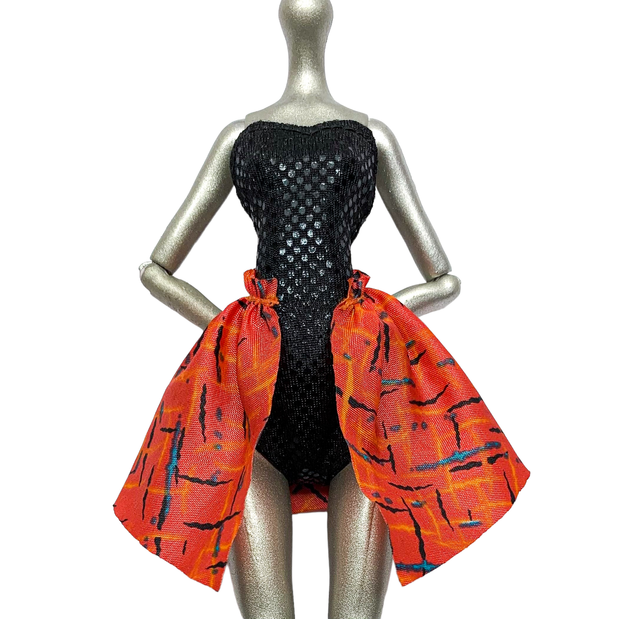 Monster High Fierce Rockers Toralei Stripe Doll Outfit Replacement Black & Orange Dress