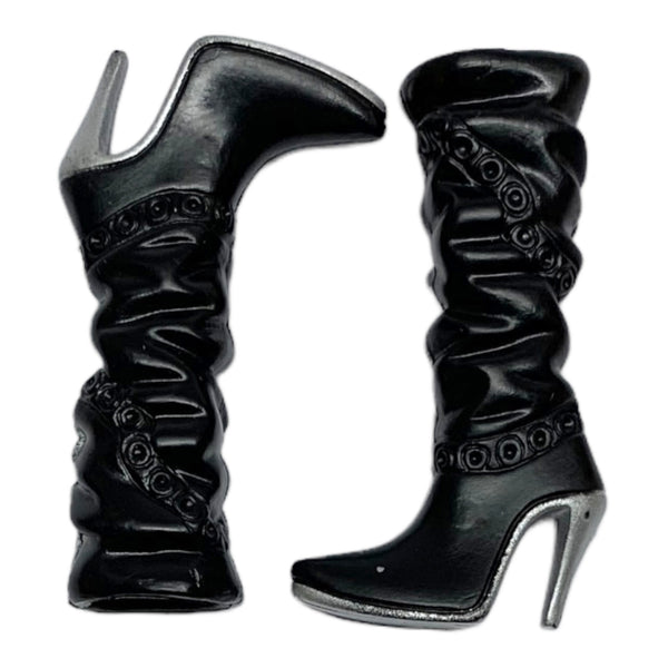 Mattel Barbie My Scene Rebel Style Kennedy Doll Replacement Shoes Black & Silver Boots