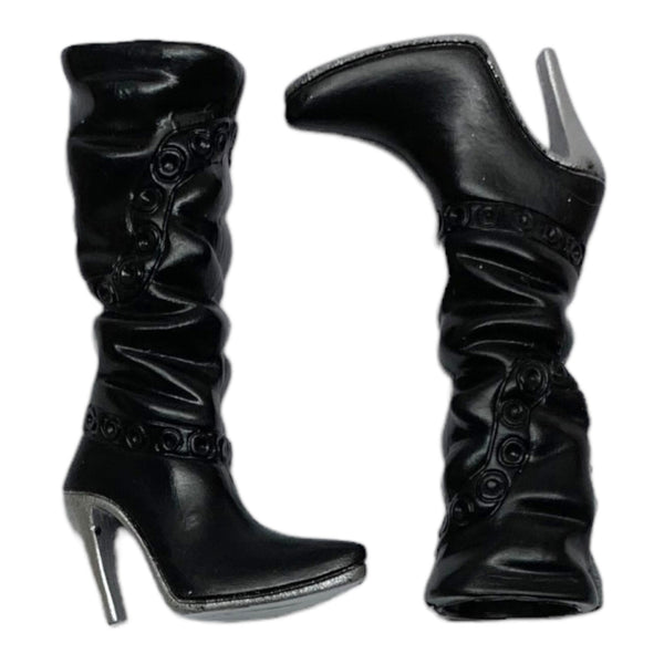 Mattel Barbie My Scene Rebel Style Kennedy Doll Replacement Shoes Black & Silver Boots