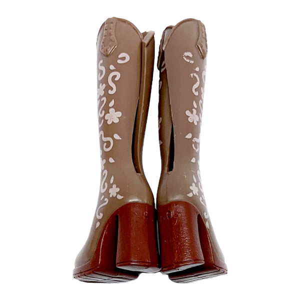 Mattel Barbie My Scene Doll Replacement Shoes Tall Floral Taupe Mauve Boots