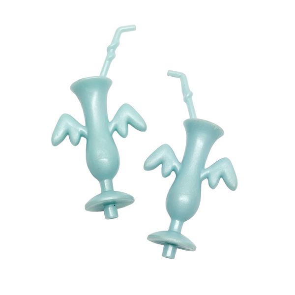 Monster High Replacement Set Of 2x Doll Size Blue Winged Style Glasses Cocktail Drink Parts