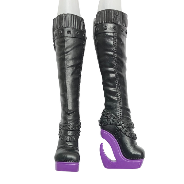 Monster High Scaremester Clawdeen Wolf Doll Replacement Tall Black Boots Shoes